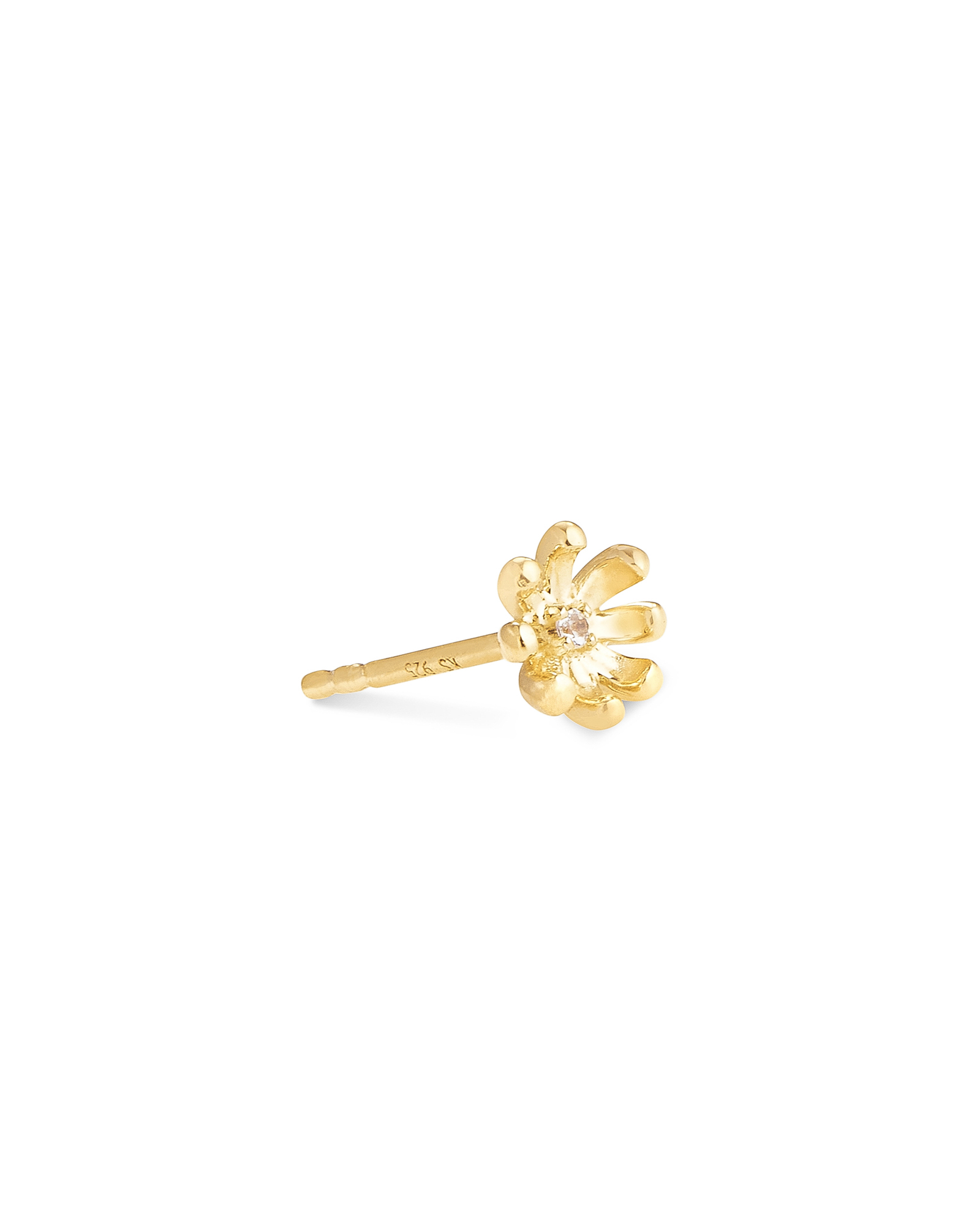 Daisy 18k Yellow Gold Vermeil Single Stud Earring in White Topaz